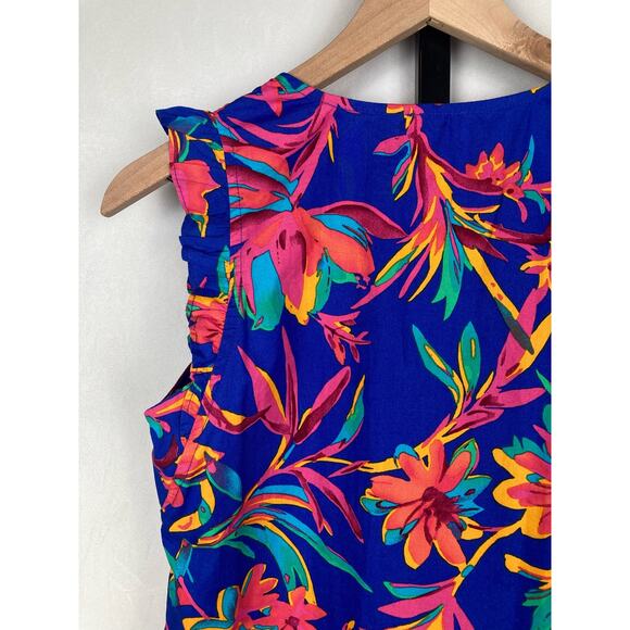 J. Crew Factory Sleeveless Floral Ruffle Top Size XXS Colorful Art to Wear NWT - Picture 6 of 12